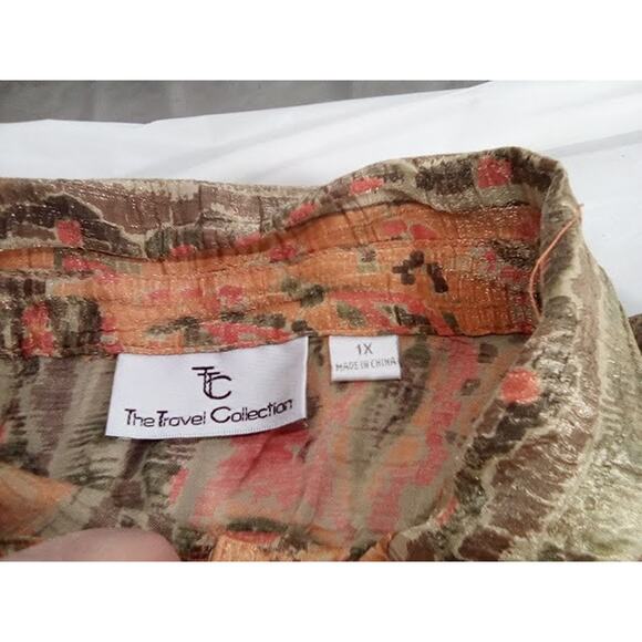 TC THE TRAVEL COLLECTION Button Down Shirt 3/4 Sleeve 1X Women's Multicolor - Picture 5 of 7